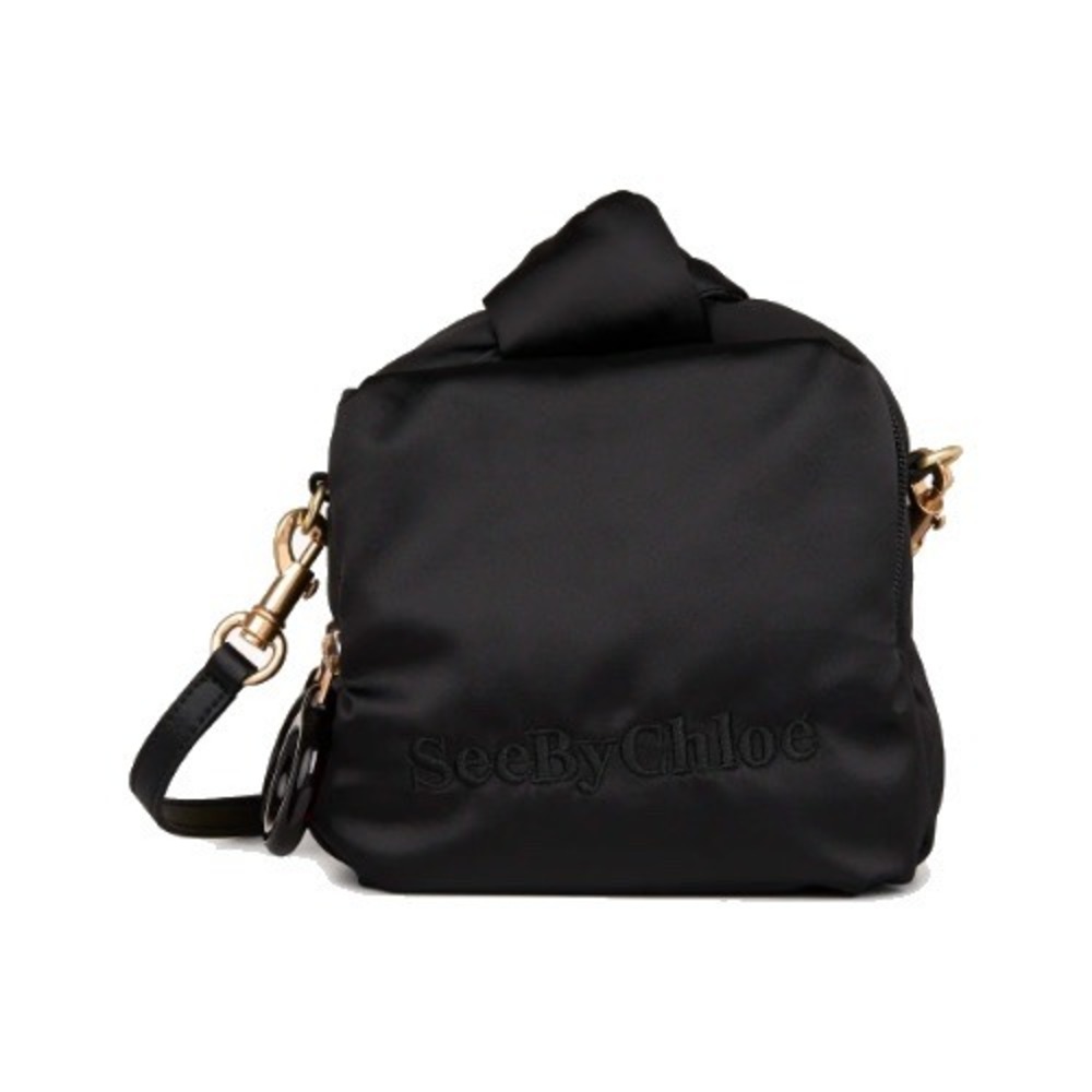 See By Chloe‎ Tilly Black Satin Camera Bag Crossbody Knotted Handle